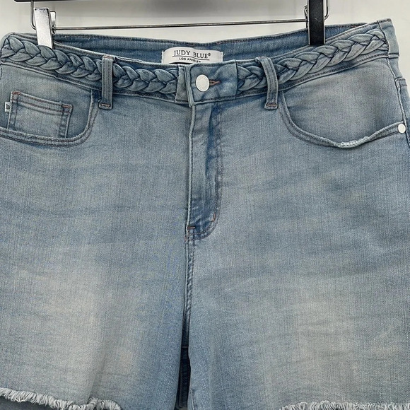 Judy Blue Braided Waistband High Rise Cut Off Shorts - Size 1XL - Picture 4 of 10